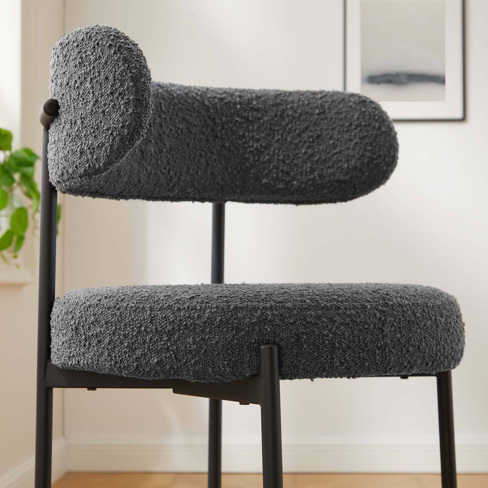 Alt View 2. Modway - Albie Boucle Fabric Counter Stools Set of 2 by Modway - Charcoal Black.