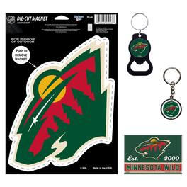 WinCraft - Minnesota Wild 4-Pack Key Rings and Magnets Set - Multicolor