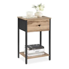 Songmics Home - Nightstand, Side Table with Fabric Drawer, 24-Inch Tall End Table with Storage Shelf, for Living Room, Bedroom, Oak - Toasted Oak