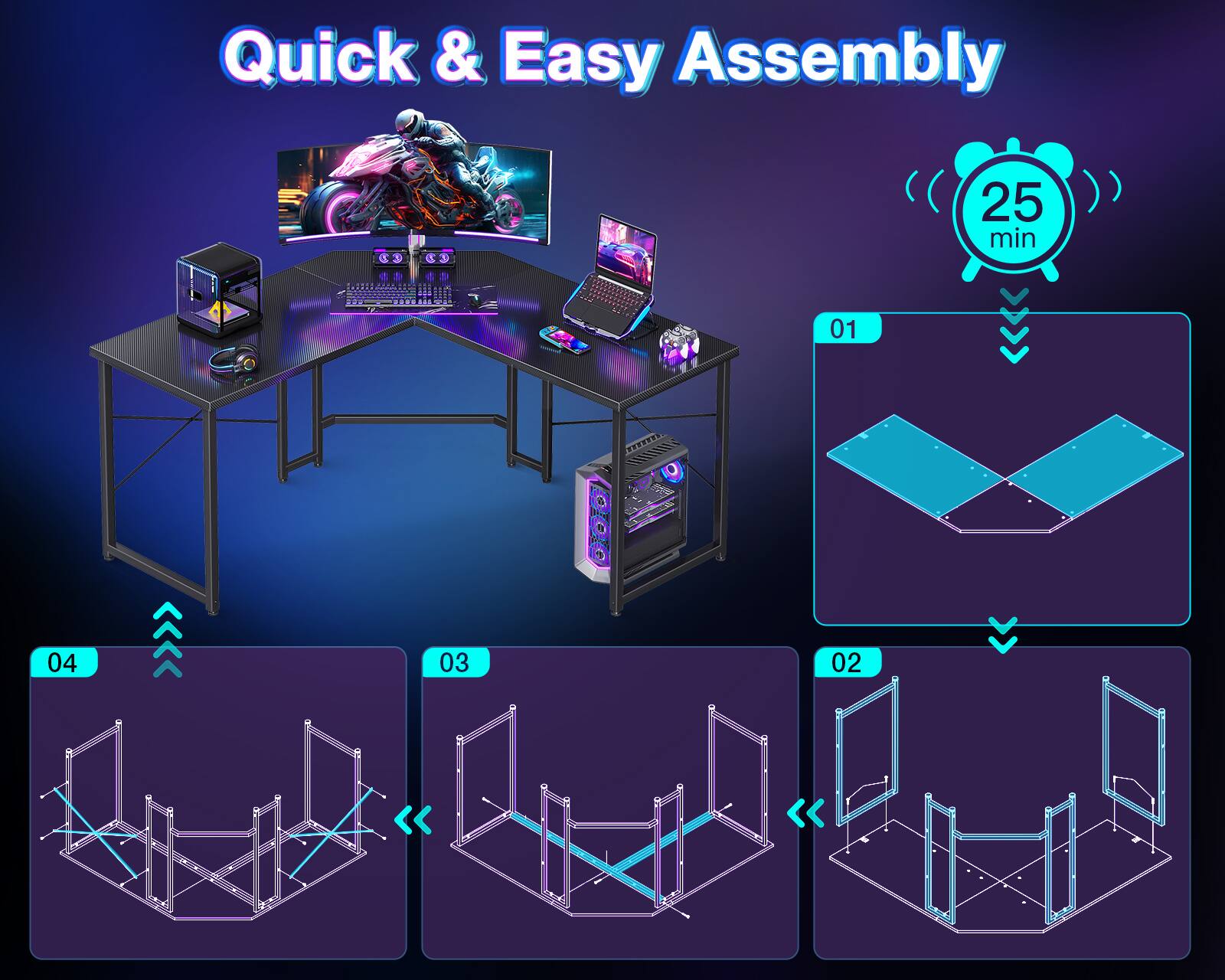 Quick & Easy Assembly  
25 min  
01  
02  
03  
04