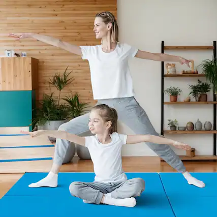 Front. Kadyn - Gymnastics Mat, Exercise Tumbling Mat,6 x 2 FT Tri-Fold Gym Mat with Handles and Removable Zippered Cover-Blue - Blue.