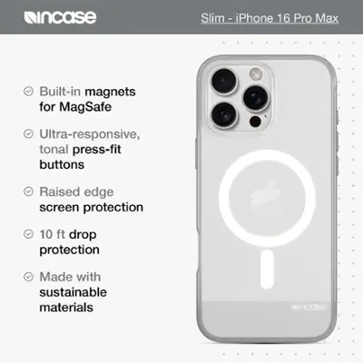Incase - Slim Case with MagSafe for Apple iPhone 16 Pro Max - Clear