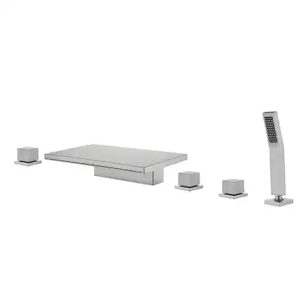 Front. Boyel Living - Brushed Nickel Five-Hole Waterfall Bath Faucet with Handheld Shower SUS304 Material cUPC Certified - Brushed Nickel.