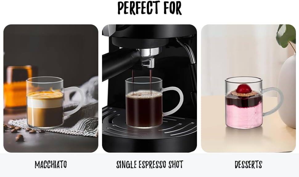 PERFECT FOR  
MACCHIATO  
SINGLE ESPRESSO SHOT  
DESSERTS