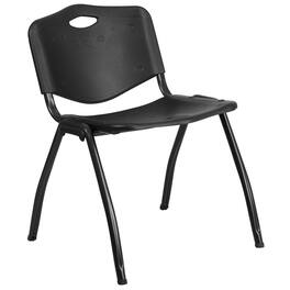 Emma + Oliver - 880 lb. Capacity Plastic Stack Chair - Black