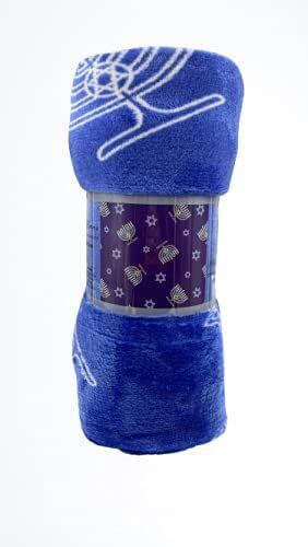 Angle. Noble House - Noble House Hanukkah Maccabee Collection Microplush Holiday Throw Blanket 50" x 60" - Hanukkah Menorah.