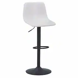 LeisureMod - Tilbury Modern Adjustable Bar Stool with Footrest, 360-Degree Swivel Hydraulic Counter Height Stool - Cream