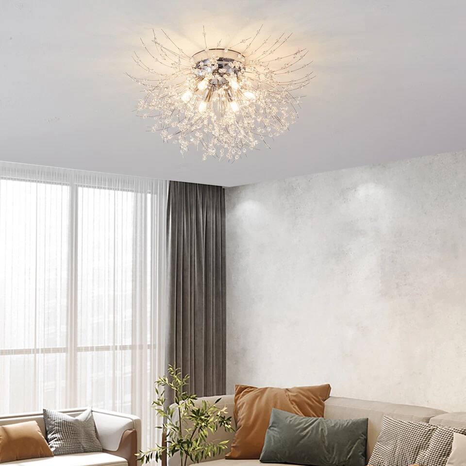 Back. Home Collection - LED Modern Crystal Ceiling Light Fixture Fireworks Flush Mount Chandelier 6-Light.
