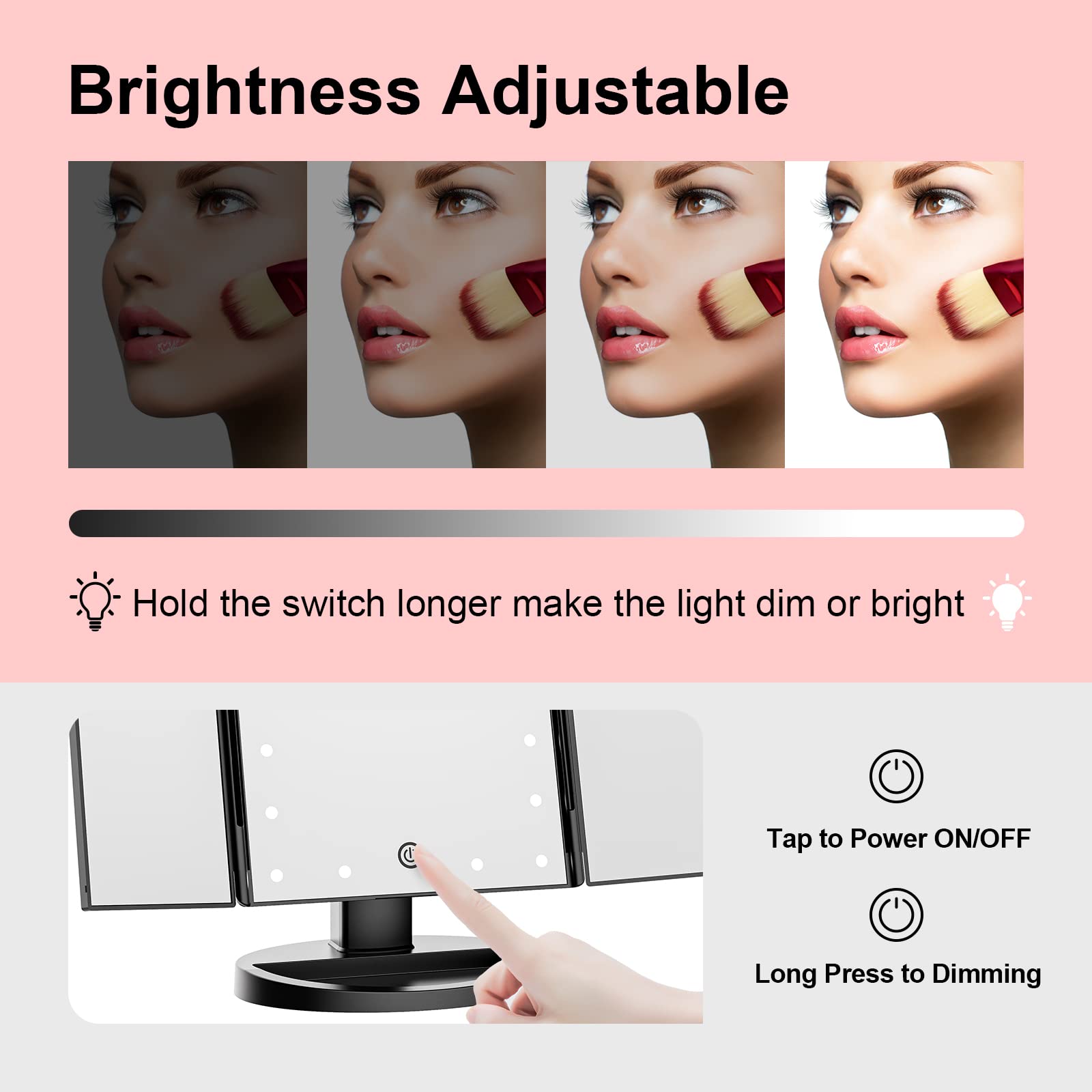 Back. Earthley Blooms - Mirror Light Touch High Quality Product with Modern Design for Daily Use Elegant Stylish Appearance - Rose Gold.