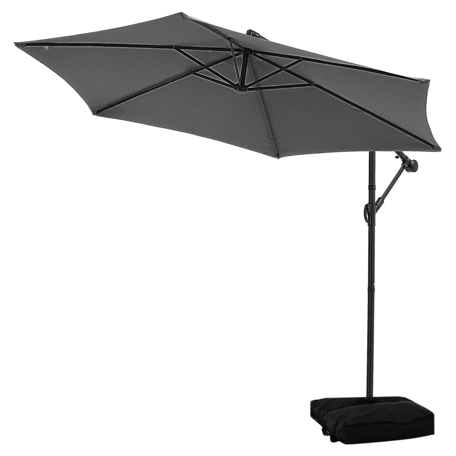 Alt View 1. Ainfox - Ainfox 10FT Outdoor Patio Yard Offset Umbrella with Cross Base for Market,Garden,Deck,Backyard,Pool - gray.