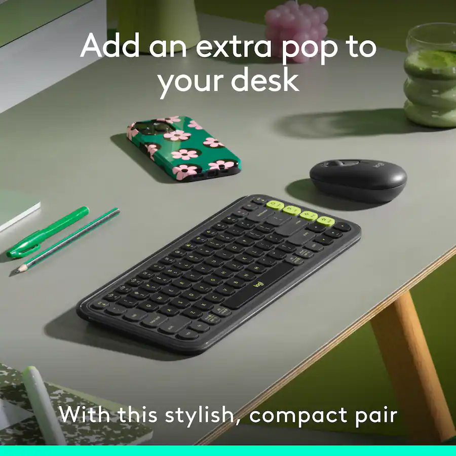 Logitech POP ICON COMBO Compact TKL Wireless Bluetooth Keyboard and ...