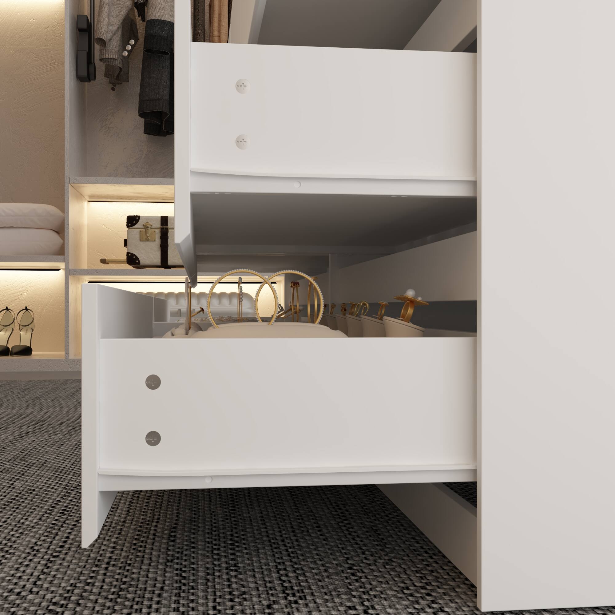 Alt View 1. Famapy - Famapy Closet Island Dresser with Glass Top: Organized Storage for Jewelry & Accessories - White.