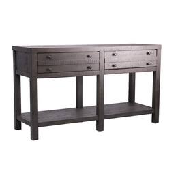 Best Quality Furniture - Style Console Table with Shelf and 2-Drawer Storage, Dark Grey - Rustic