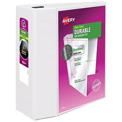 Photos - File Folder / Lever Arch File Durable Avery -  5" 3-Ring View Binders, EZD Ring - White 09901/VS1150WE 