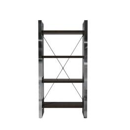Boyel Living - 70.87 in. Tall 4-Layer Vertical Stainless Steel Silver Storage Rack Bookshelf Bookcase - Brown+Silver