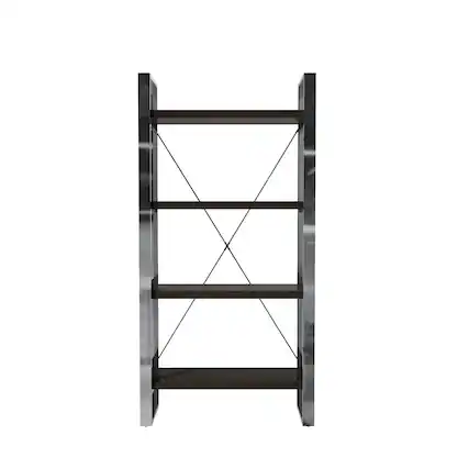 Front. Boyel Living - 70.87 in. Tall 4-Layer Vertical Stainless Steel Silver Storage Rack Bookshelf Bookcase - Brown+Silver.