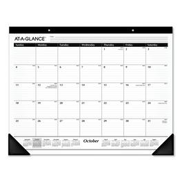 AT-A-GLANCE - Academic Year Ruled Desk Pad 21.75 x 17 White Sheets Black Binding Black Corners 16 Month Sept 2025 to Dec 2026
