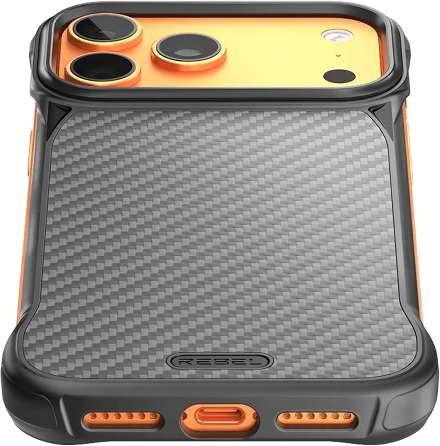 Back. Rebel - Rebel - Rebel FLEX Series Case For Apple iPhone 17 Pro Max - Black/Aramid Fiber - Black.