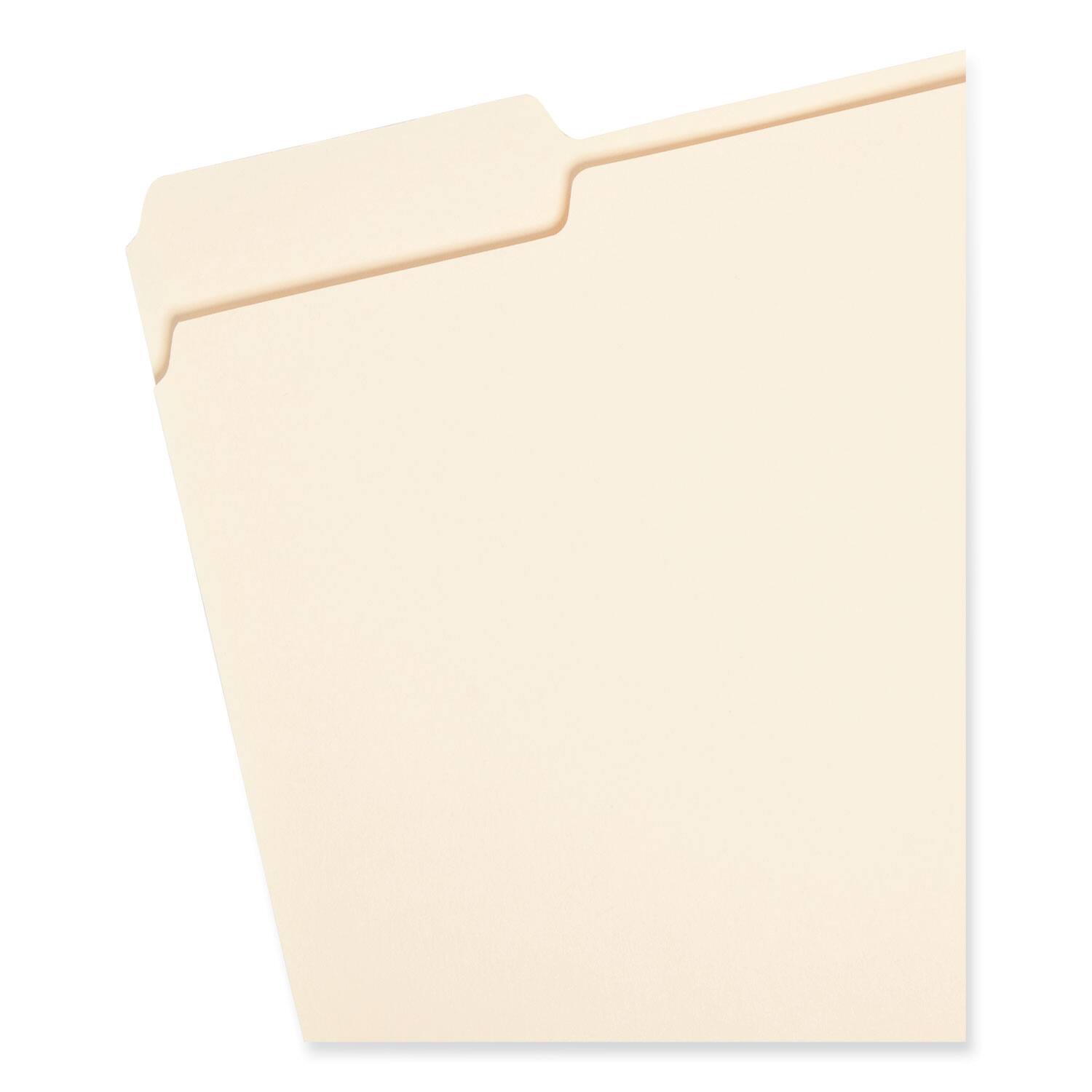 Angle. Smead Manufacturing - Manila File Folders, 1/3-Cut Tabs: Assorted, Letter Size, 0.75" Expansion, Manila, 24/Pack.