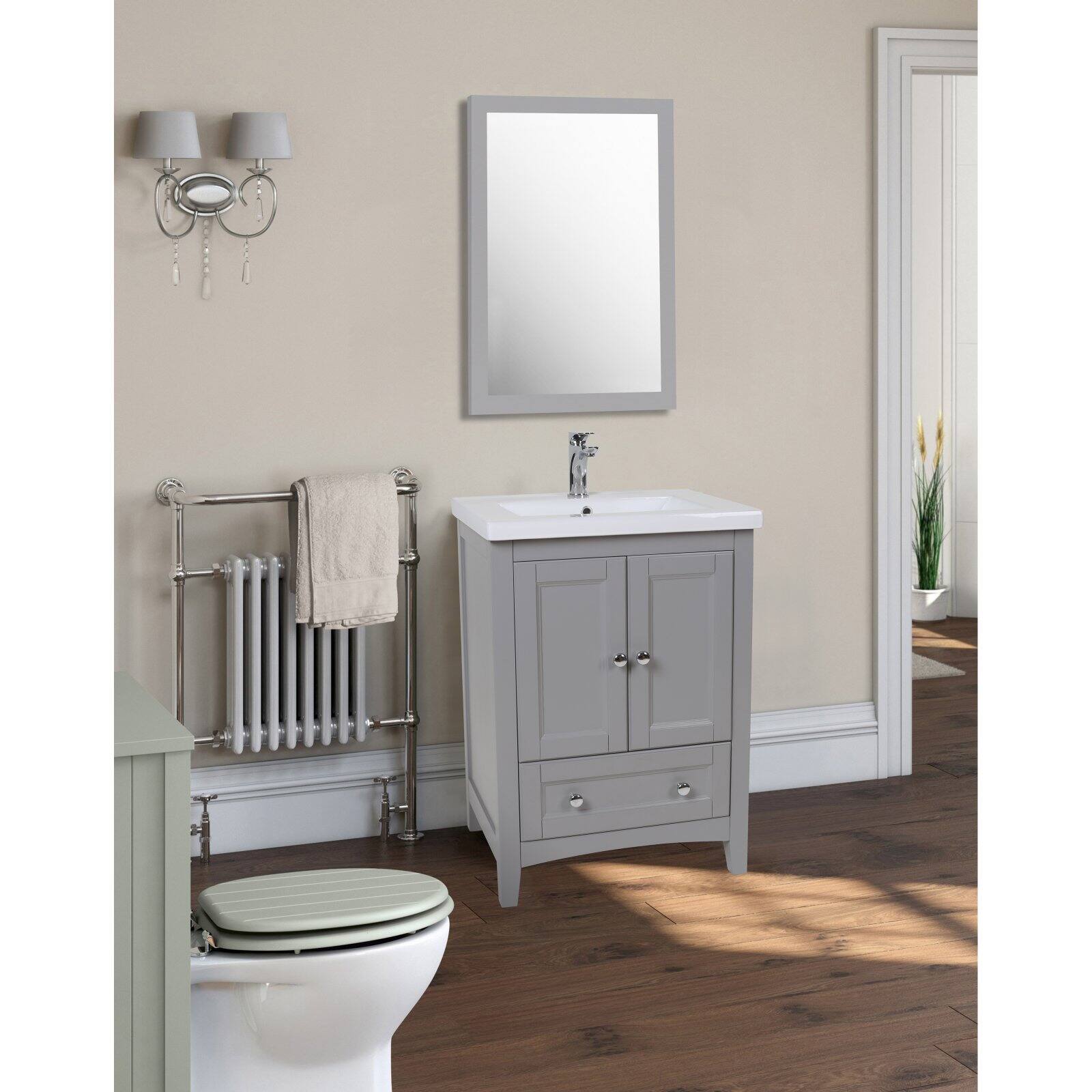 Left. Elegant Decor - Aqua 22 In. Contemporary Mirror In White - White.