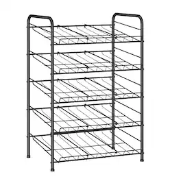 Oumilen - 5-Tier Black Metal Can Organizer Rack, Rolling Can Storage Holder for Kitchen Pantry Cabinet - Black