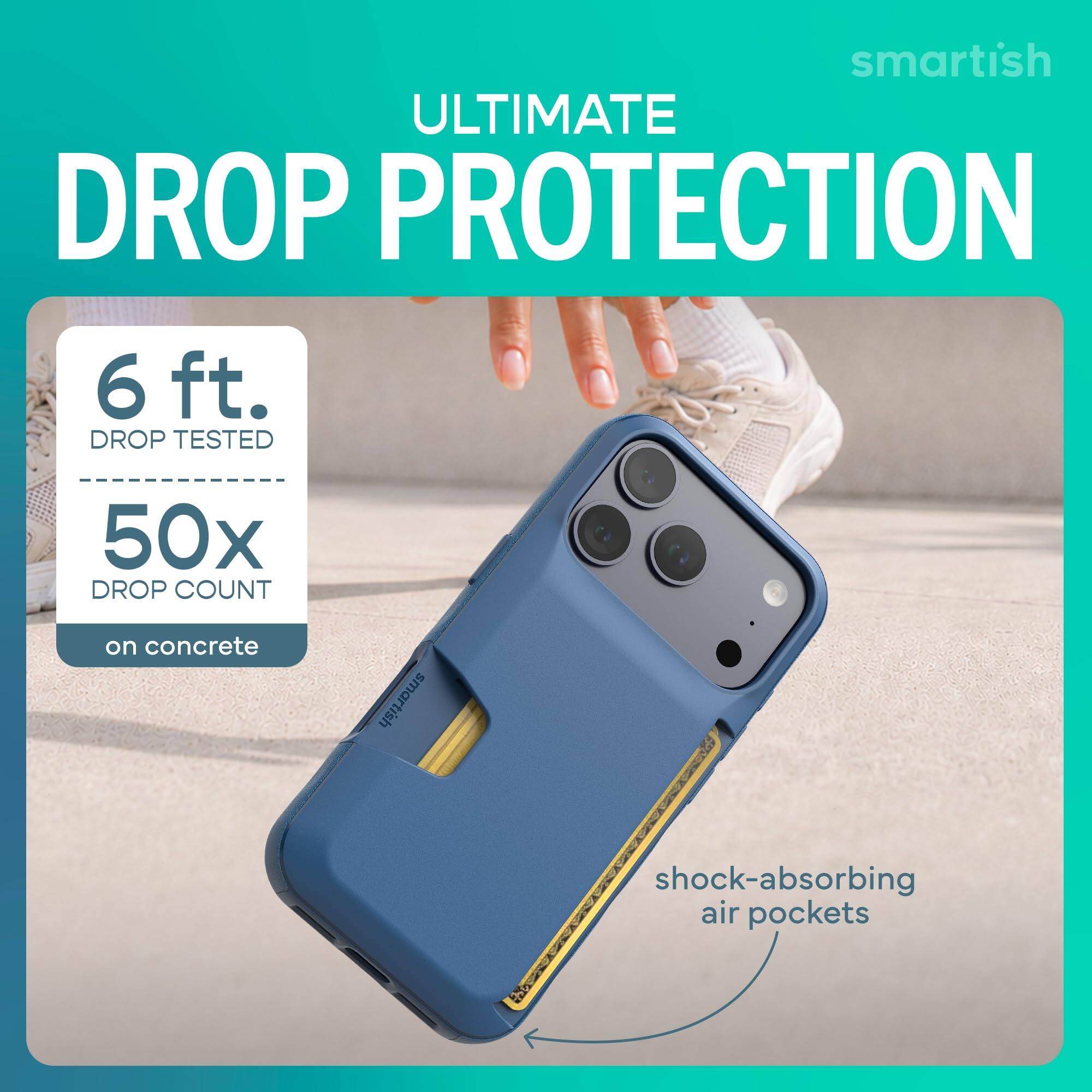 smartish ULTIMATE DROP PROTECTION  
6 ft. DROP TESTED  
50x DROP COUNT on concrete  
smartish  
shock-absorbing air pockets
