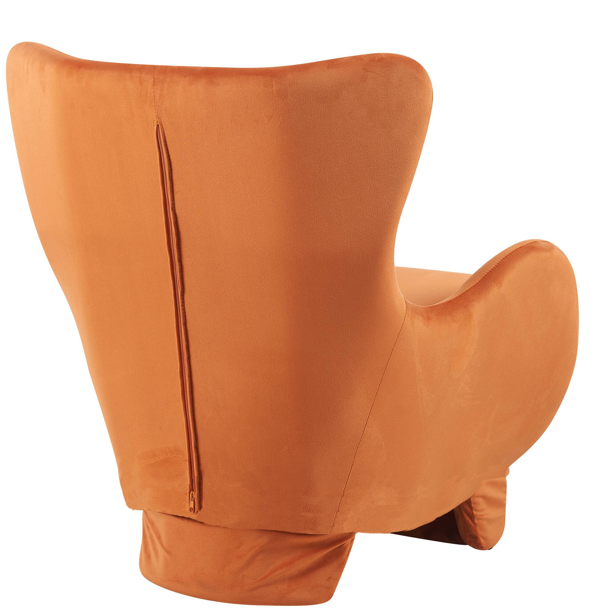 Back. Bestier - 2 in 1 Pet Friendly Modern Velvet Lounge Chair Upholstered Accent Chair for Living Room or Office - Orange.