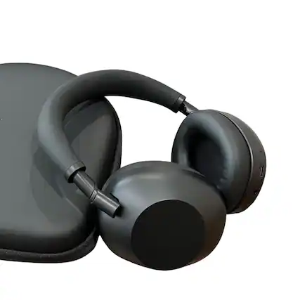 Front. Cluzine - Foldable Active Noise Cancelling Headphones, Full-Ear Wireless Headset for Calls Gaming and Sports - Black.