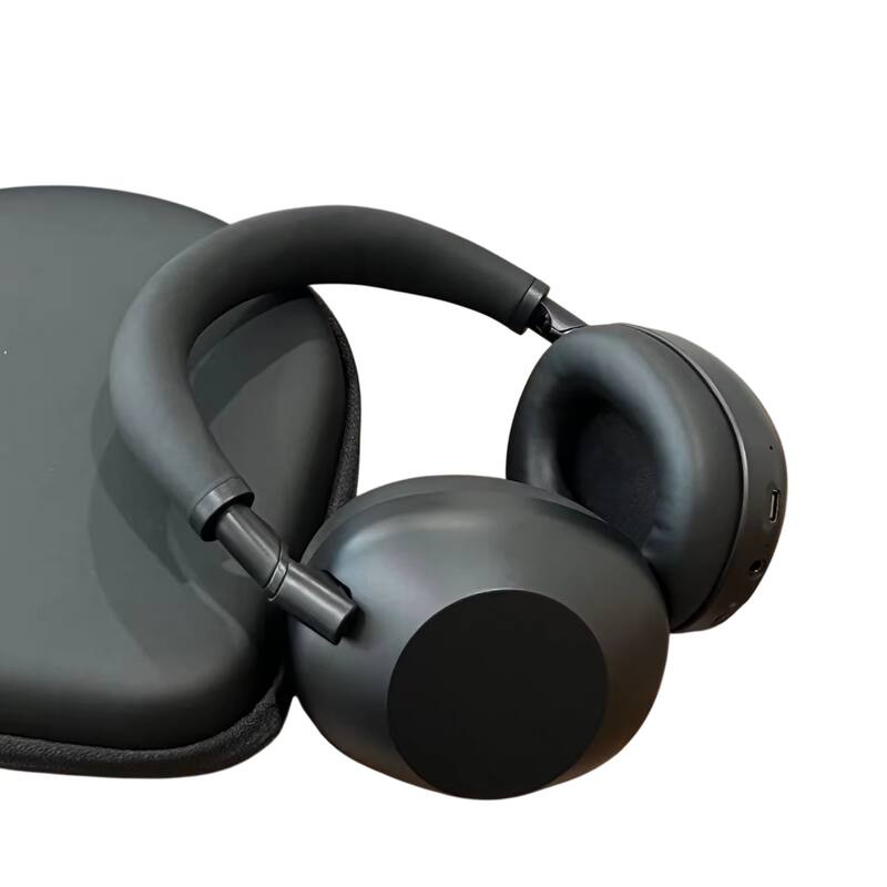 Front. Cluzine - Foldable Active Noise Cancelling Headphones, Full-Ear Wireless Headset for Calls Gaming and Sports - Black.