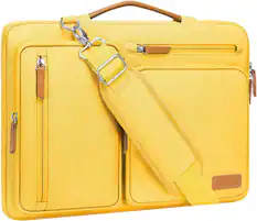 Front. mosiso - 360 Protective Laptop Shoulder Bag 15-15.6 inch Computer Messenger Bag for MacBook Pro 16 inch HP Dell Lenovo Asus - Yellow.