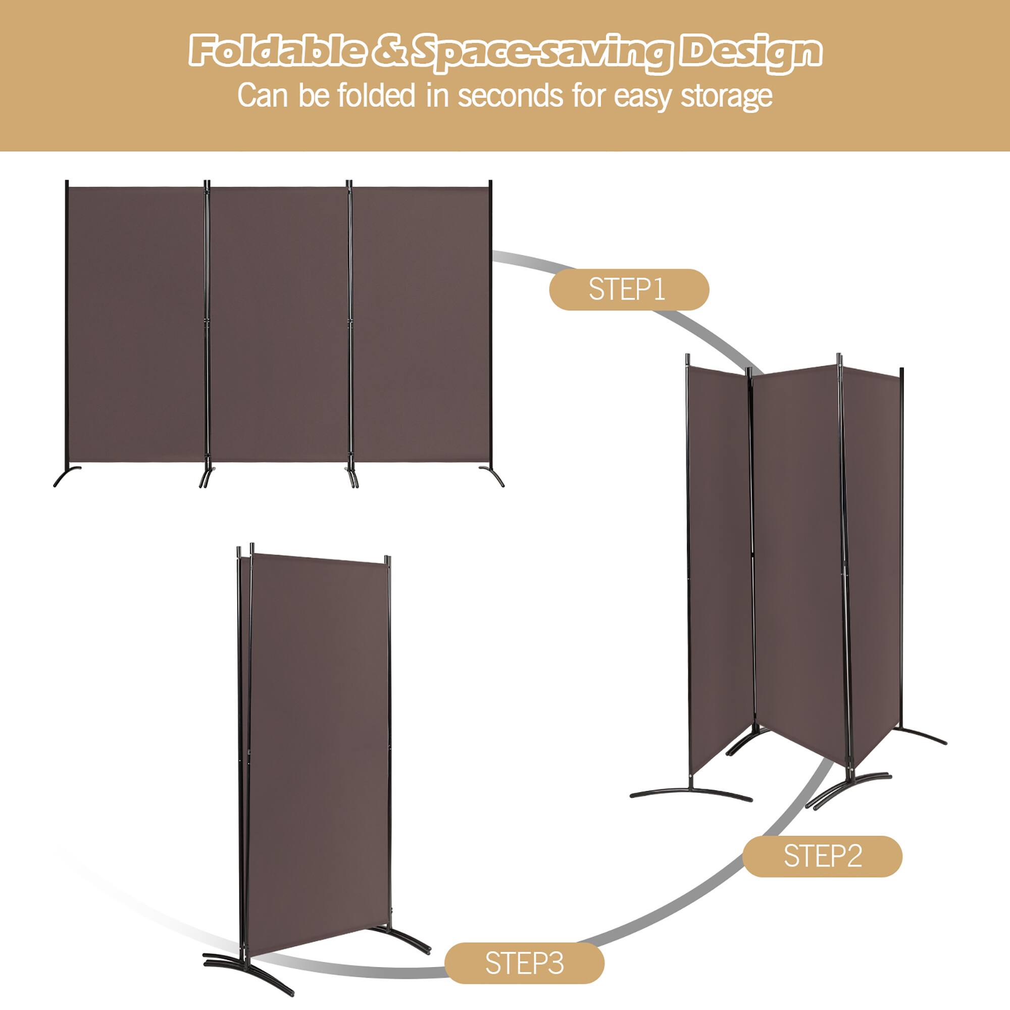 Foldable & Space-saving Design  
Can be folded in seconds for easy storage  

STEP1  
STEP2  
STEP3