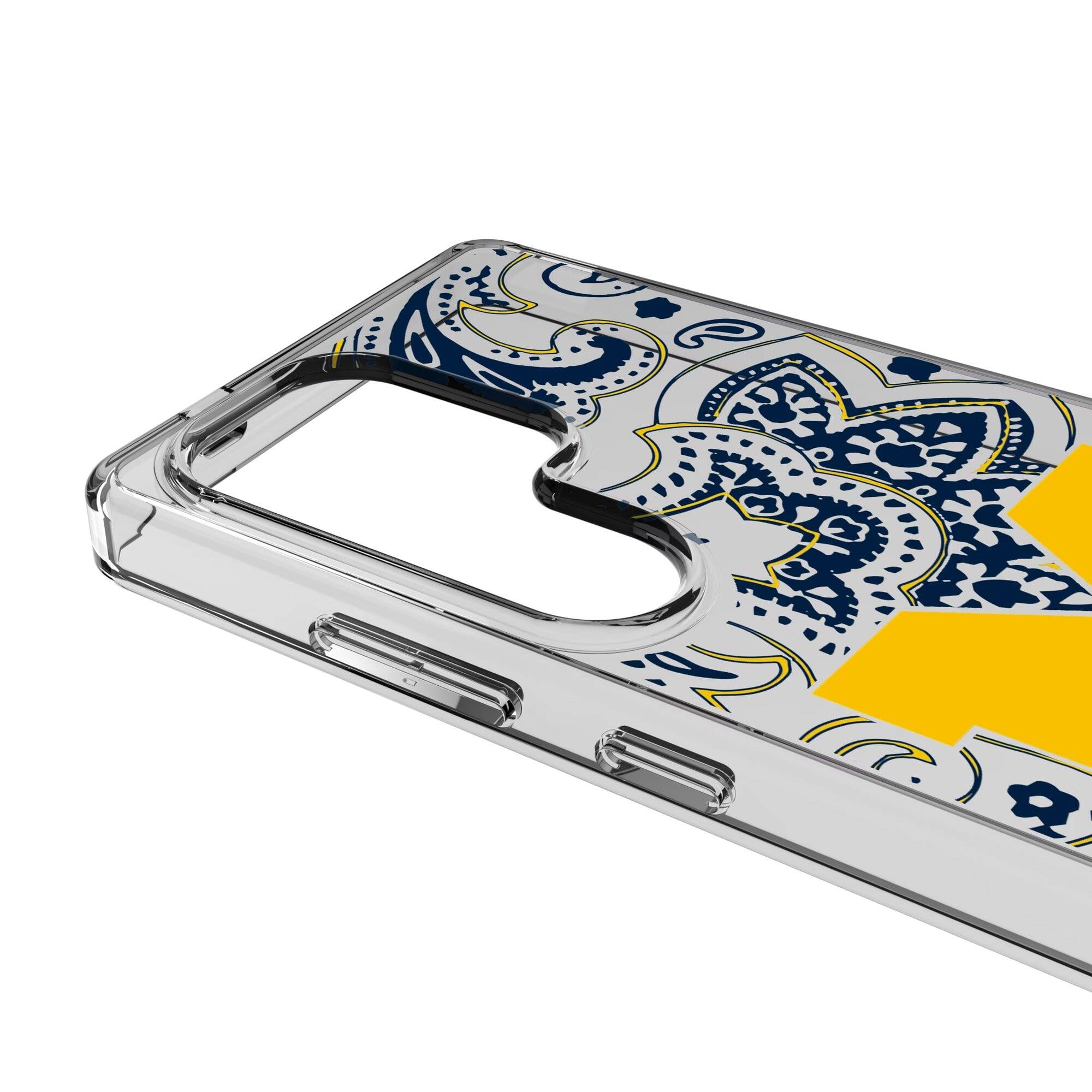Alt View 2. Keyscaper - Michigan Wolverines Paisley Galaxy Clear Case - S24 - Multicolor.