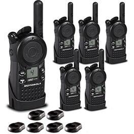 6 x Motorola CLS1410 UHF 1 W 4-Channel 2-Way Radio (CLS1410) - 6 Pack Bundle - Black