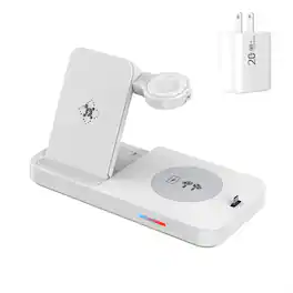 RISOKEYS - 4-in-1 Wireless Charger - Phone Stand for Samsung Watch, Phone, and Earphones, Foldable Watch Charging Station - White