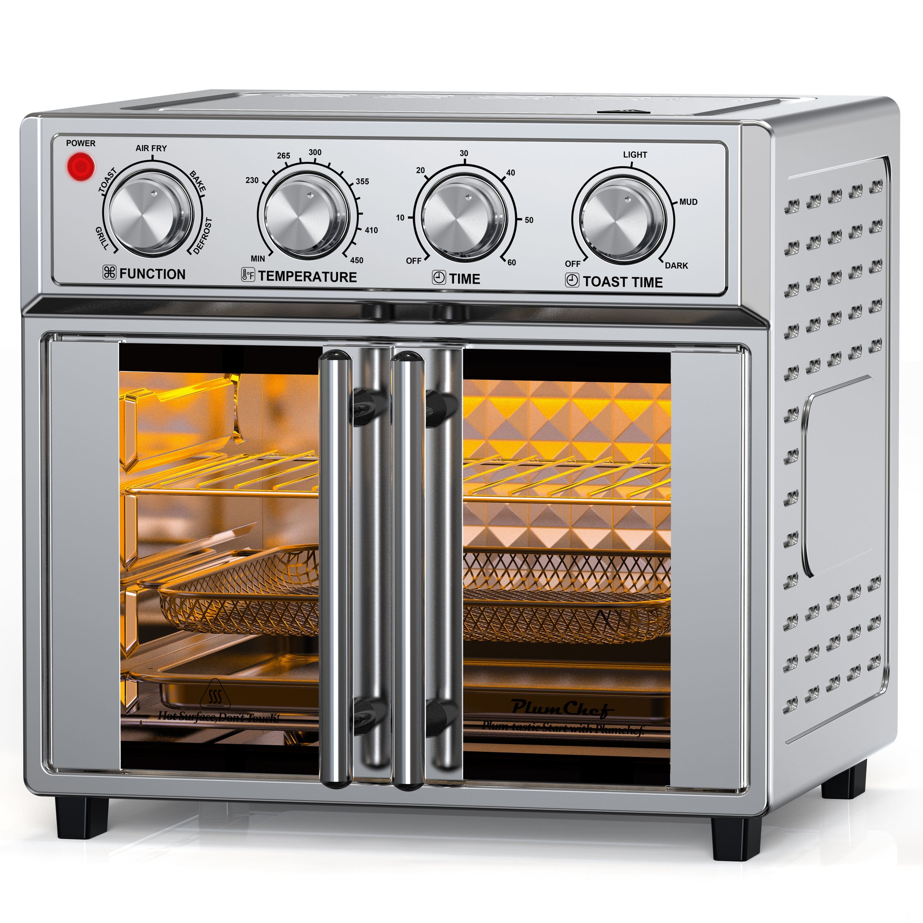 Dexmalle - Dexmalle-7-in-1 Multi-Function Double Door Air Fryer Convection Toaster Oven - Silver