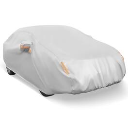 Costway - 193" Car Cover for Automobiles Outdoor Full Cover with Cotton Lining Waterproof - Silver