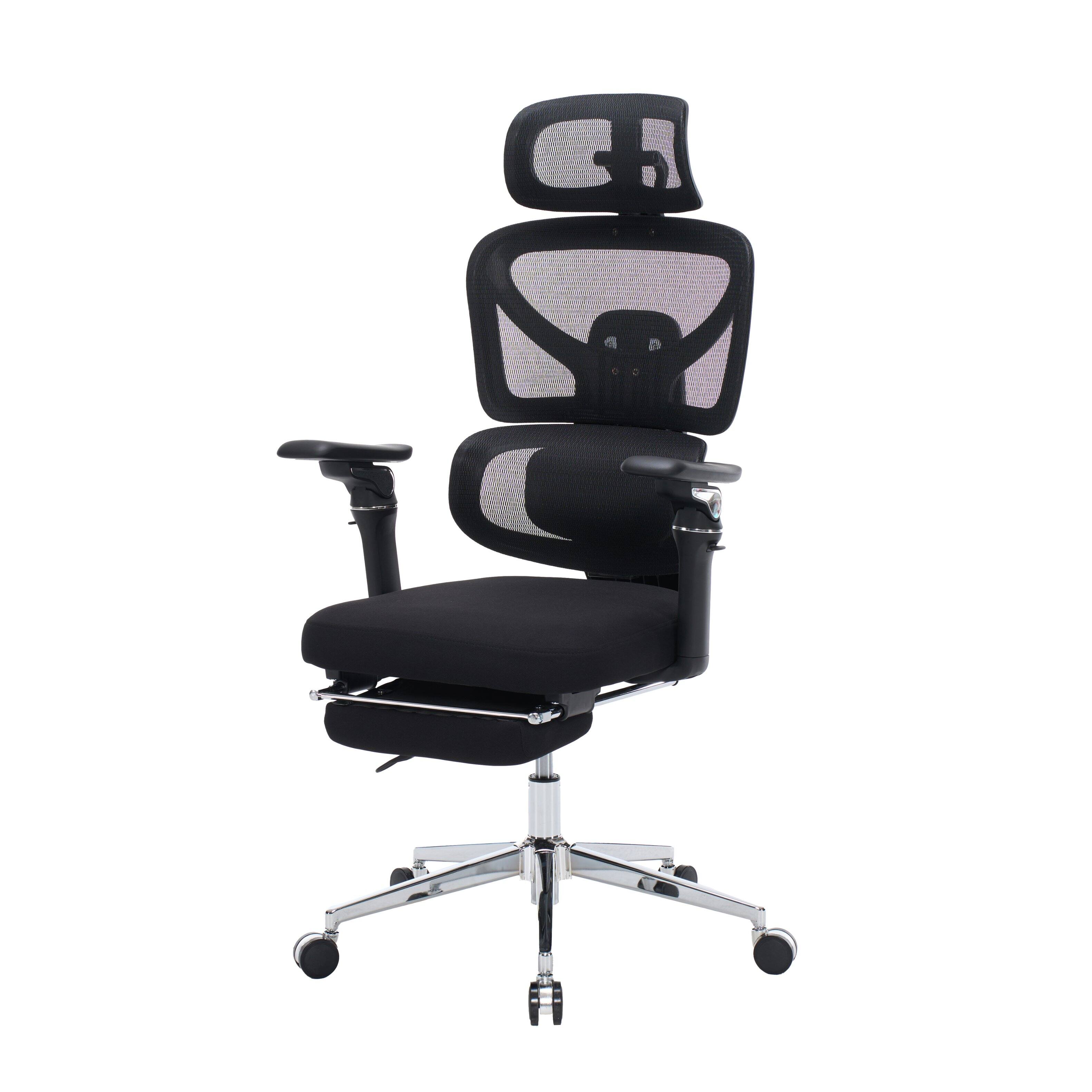 Alt View 6. Forest'nSky - Black Ergonomic Home Office Desk Chair with Massage Lumbar Support - Black.
