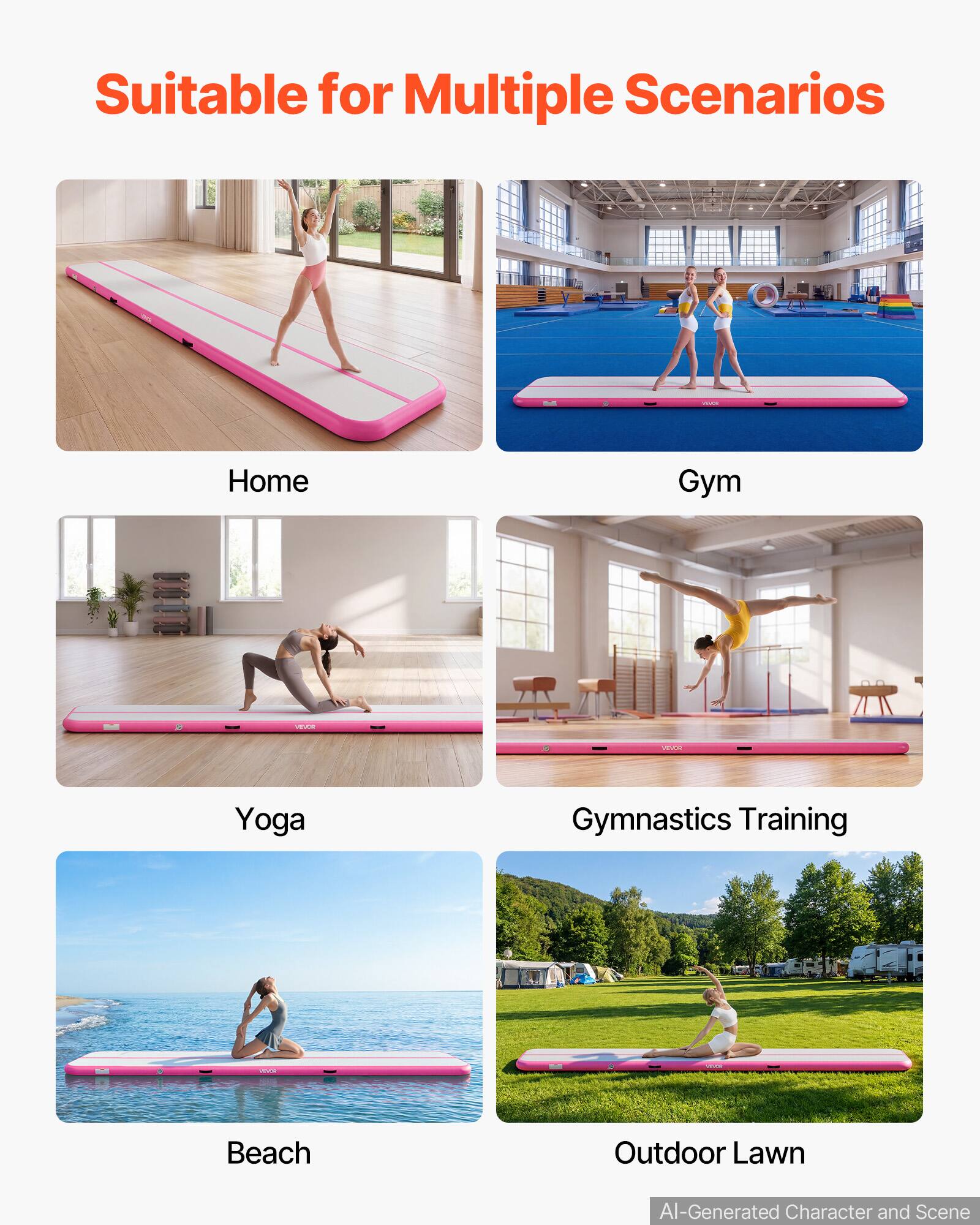 Suitable for Multiple Scenarios

- Home
- Gym
- Yoga
- Gymnastics Training
- Beach
- Outdoor Lawn

AI-Generated Character and Scene