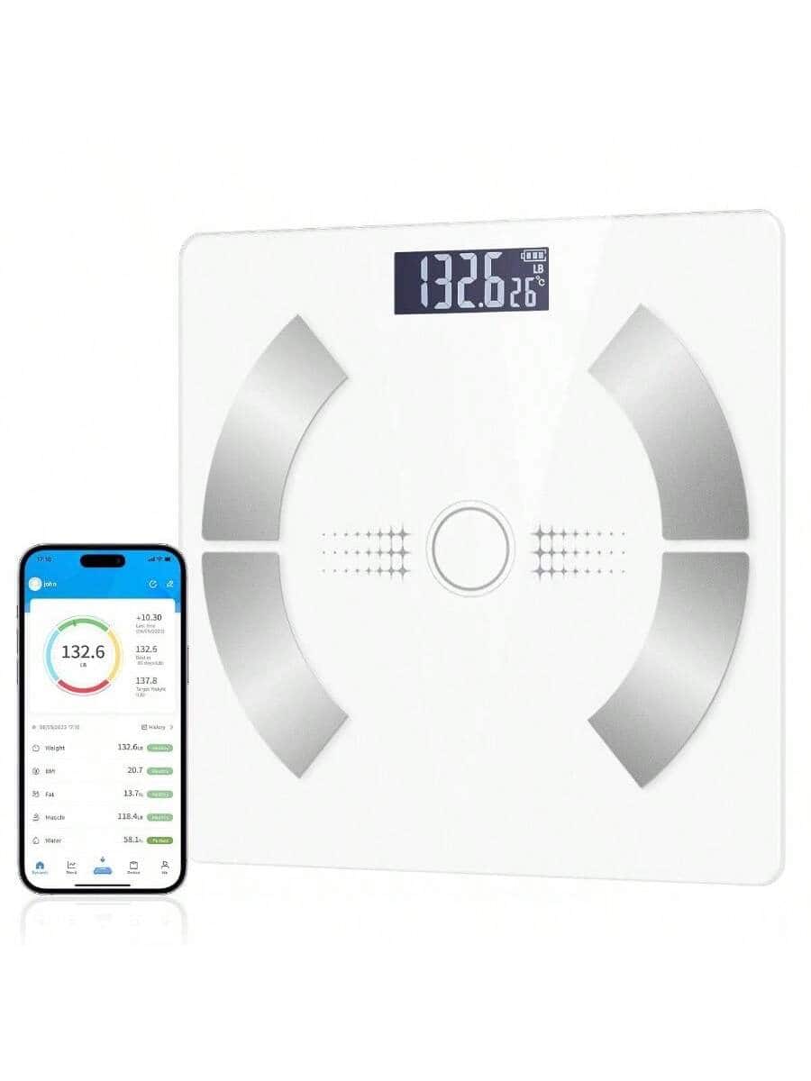 The Best Inks - Accurate Display Bathroom Scale with Mobile App Body Composition Analysis, Digital Body Fat Scale Health - White