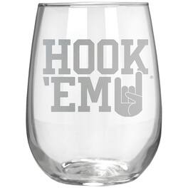 Great American Products - Texas Longhorns Etched 17oz. Rally Cry Stemless Wine Glass - Multicolor