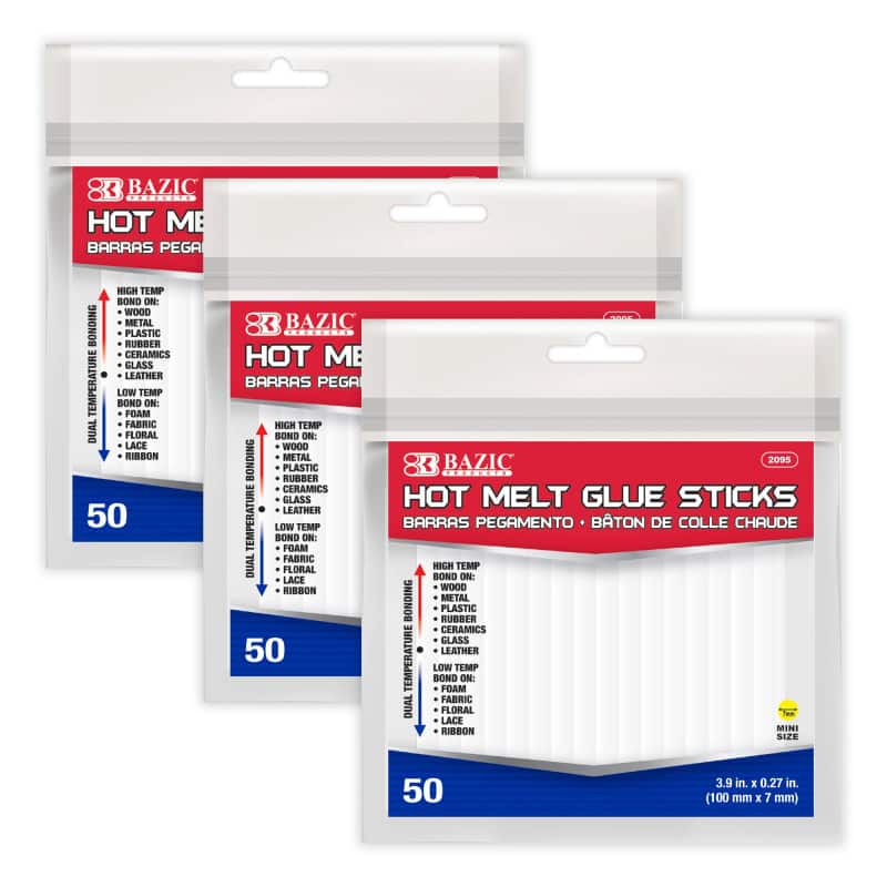 "BAZIC Products - Mini Hot Melt Glue Sticks Dual Temp 3.9"" x 0.27"" 50 Per Bag 3 Bags" price history on PriceWatchPro