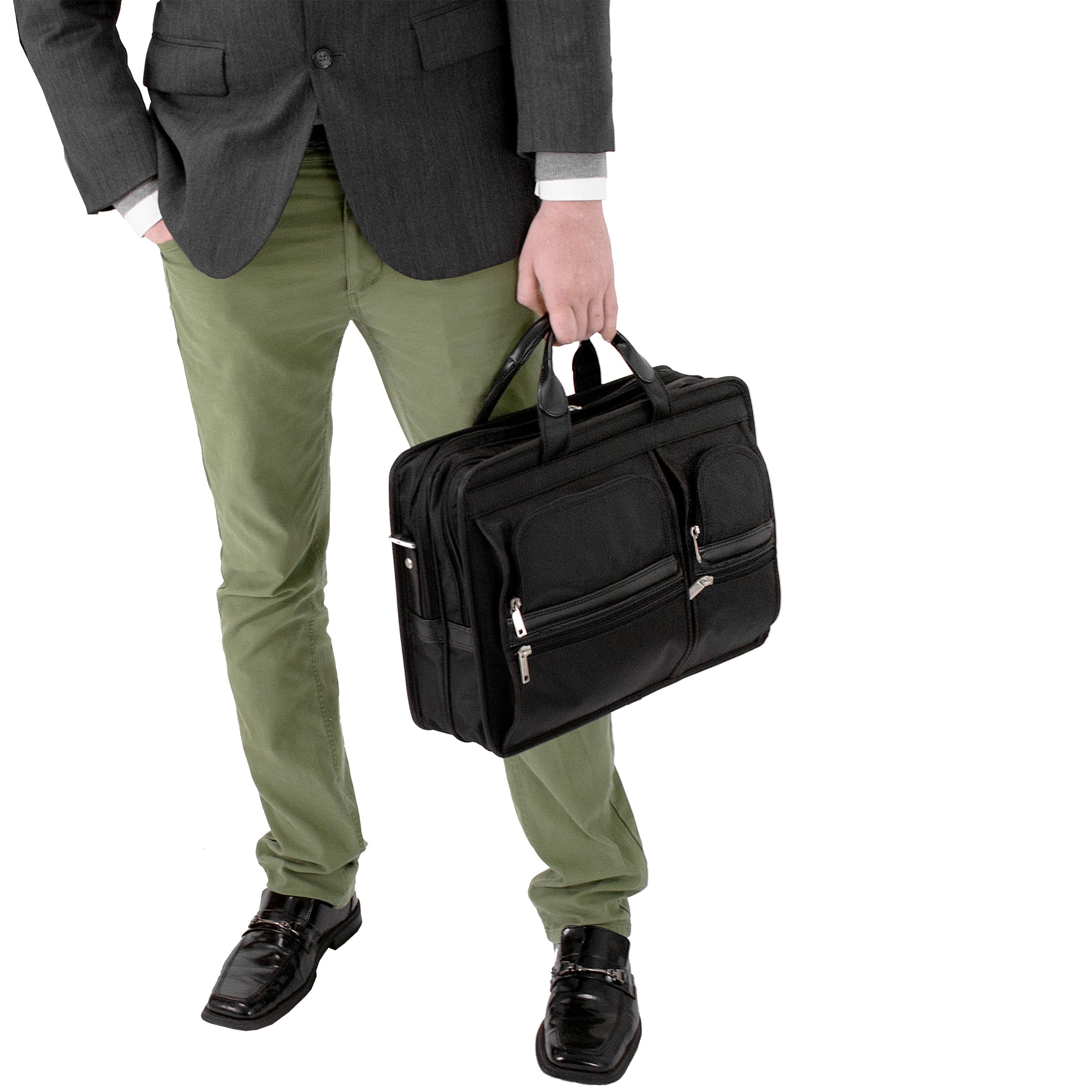 Alt View 6. McKleinUSA - 15-inch Double-Compartment Laptop Briefcase Model 58435 P Series Hubbard Tech-Lite Ballistic Nylon - Black.