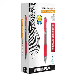 Zebra - Sarasa Dry X20 Retractable Gel Pen, Bold Point, 1.0mm, Dozen - Red Ink
