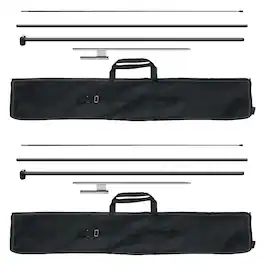 VEVOR - Feather Flag Pole Kit, 2 Packs Swooper Flag Pole 12.7 ft, Sign Flag Poles for Business Advertising Flags Outdoor - Black, gray and silver