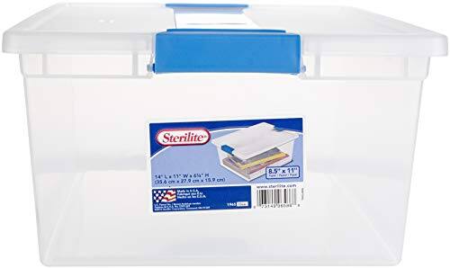 Sterilite - Deep Clip Box, Stackable Small Storage Bin with Latching Lid, Plastic Container to Organize Paper, Office, Hom