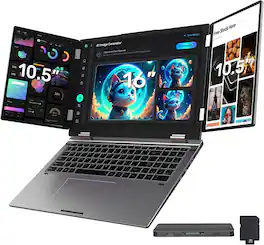 Hotface - Triple-Screen,16" WUXGA+Dual 10.5" Displays,Intel i7-12700H,32GB RAM,1TB SSD+160GB Dock Set,Win11 Pro - Gray