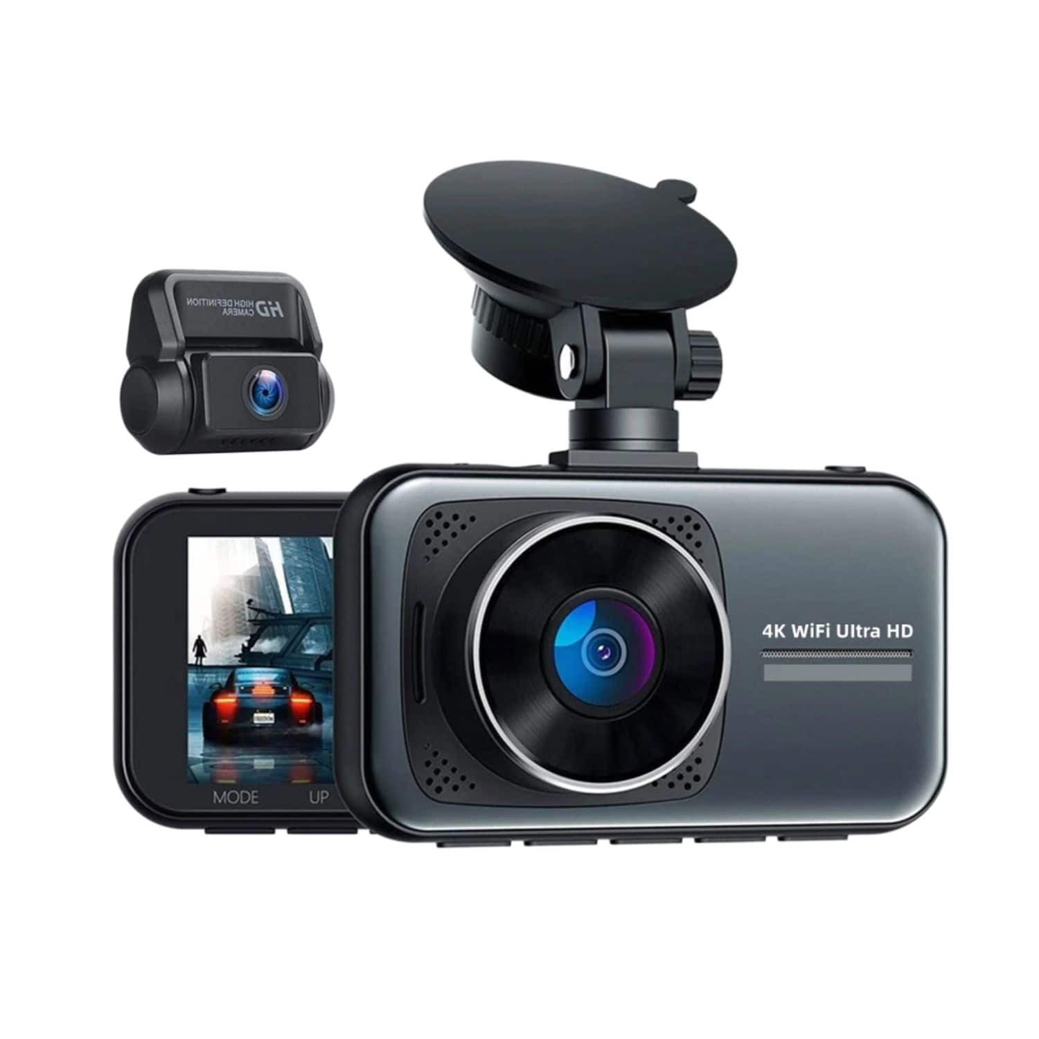 Stock Preferred - 4K Dual Lens Car Dash Cam — Front & Rear 1080P Recorder with G-Sensor, WiFi, and Night Vision
