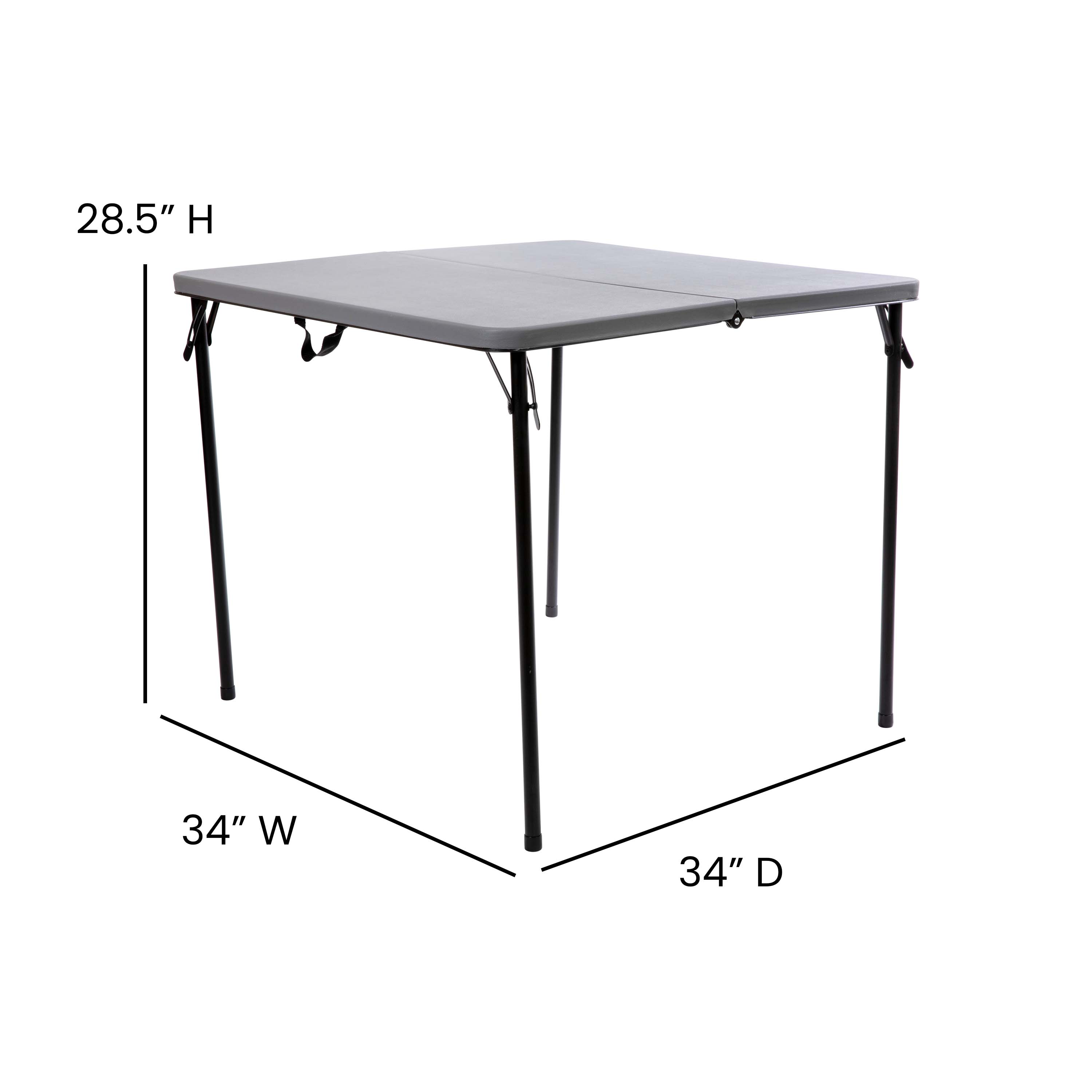 Alt View 15. Alamont Home - 2.83-Foot Square Bi-Fold Plastic Folding Table with Carrying Handle - Gray.