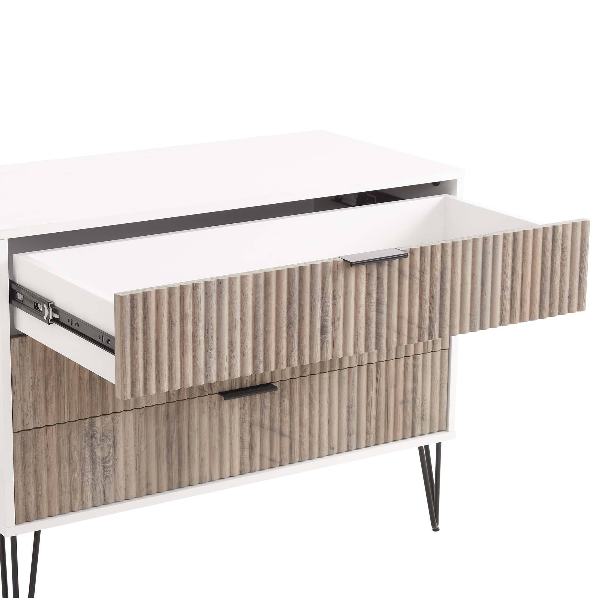 Alt View 4. Forest'nSky - Grey Wood 3 drawer 35.19 in. Wide Chest of Drawers for Living Room - Grey.