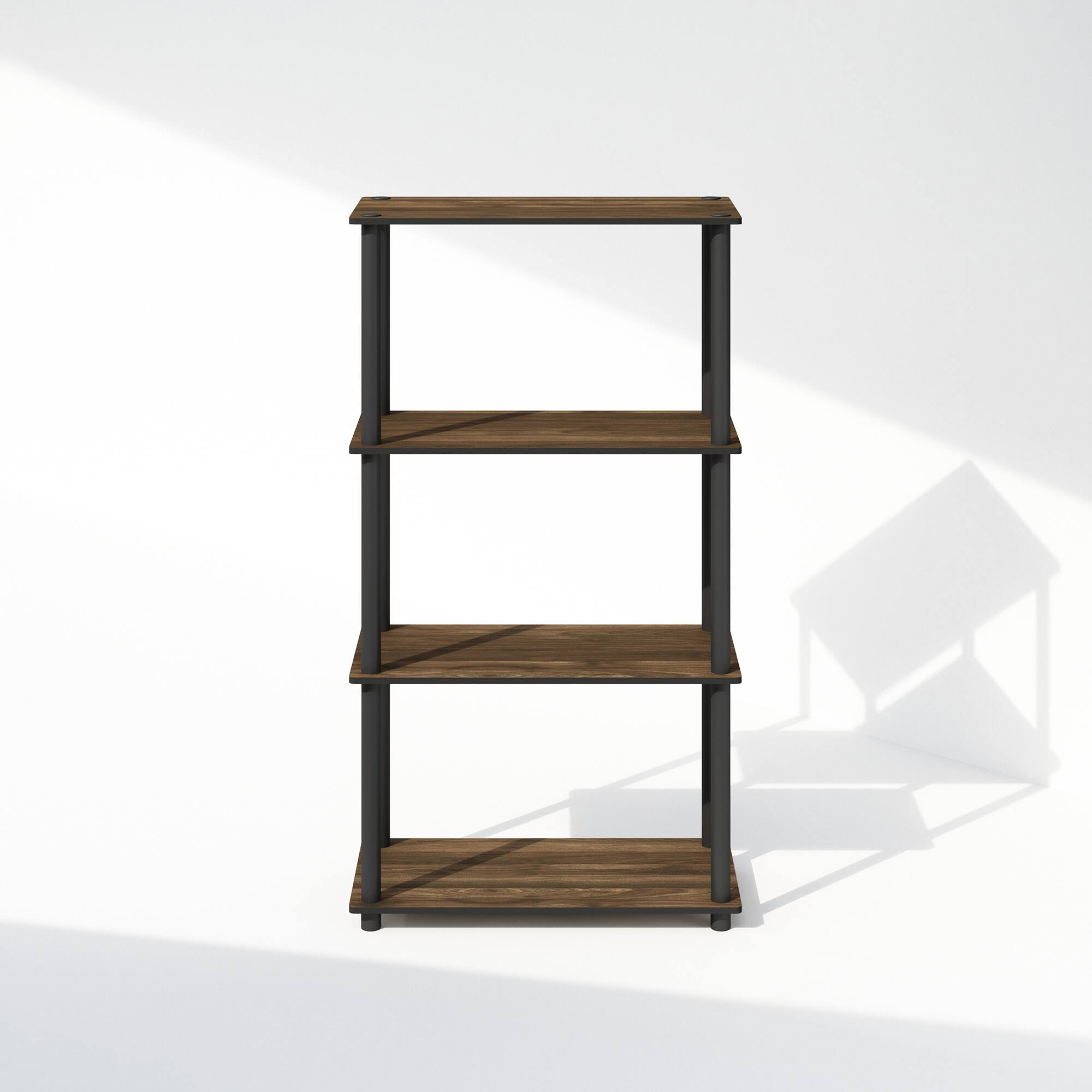 Alt View 1. Furinno - Turn-N-Tube 4-Tier Multipurpose Shelf Display Rack, Shelving Unit, Bookcase - Columbia Walnut/Black.